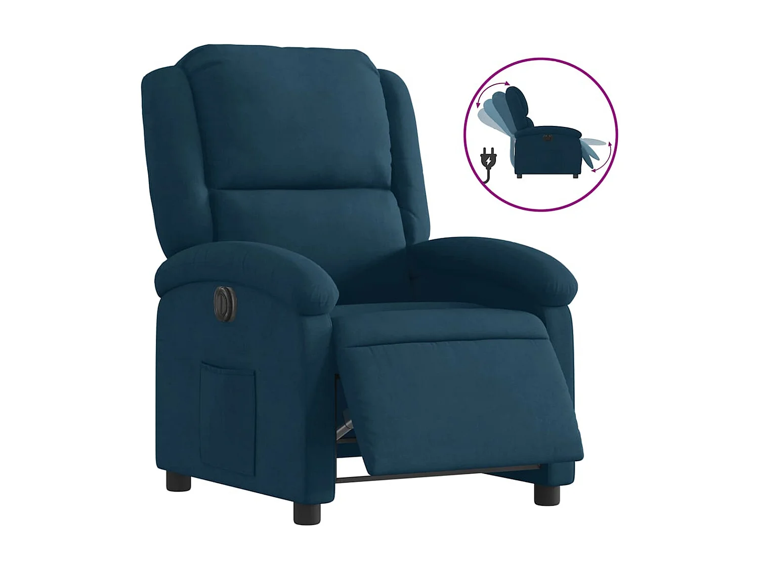 Poltrona de massagens reclinável veludo azul