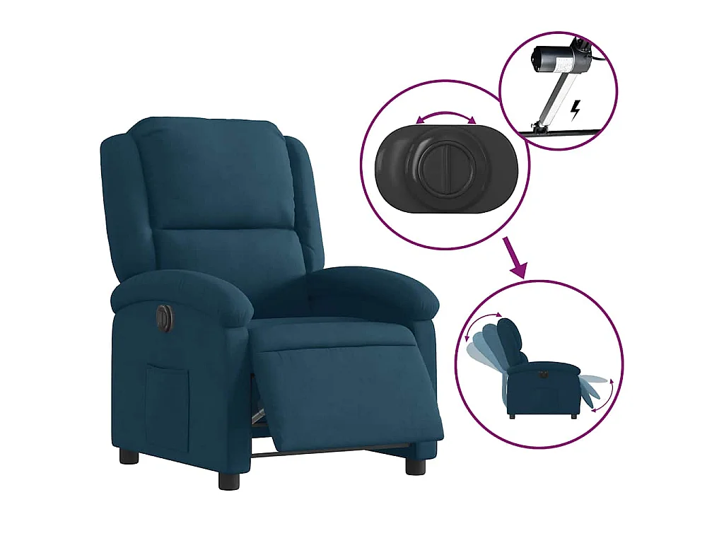 Relaxsessel Elektrisch Blau Samt