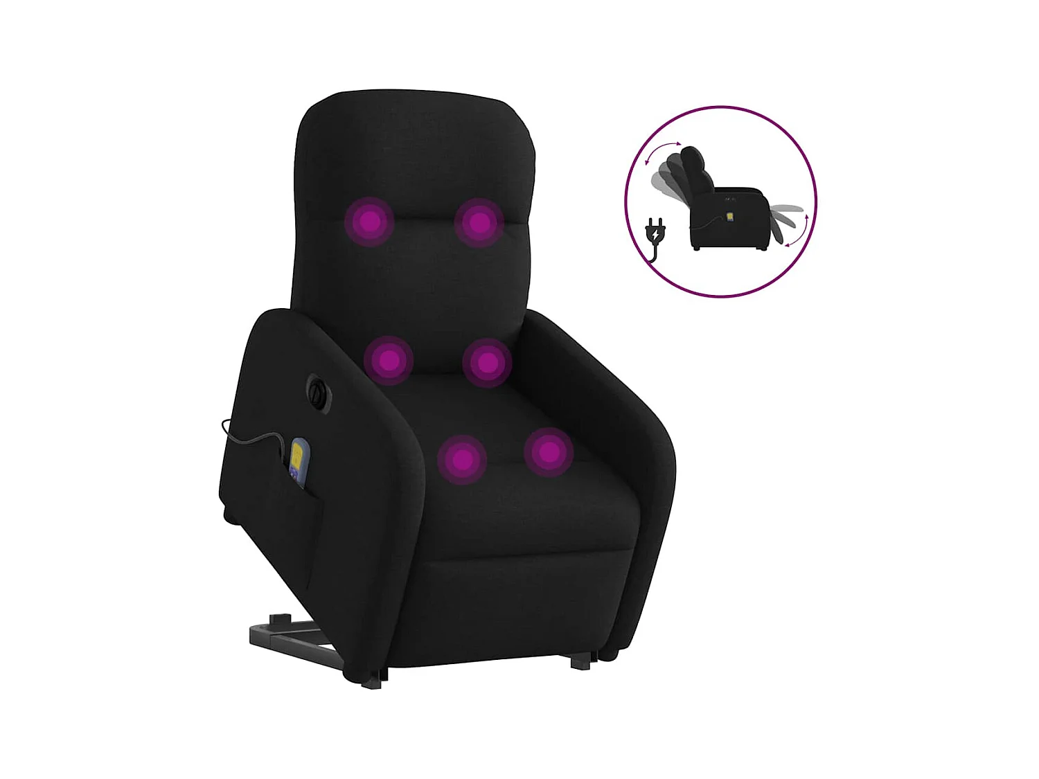 Fauteuil inclinable de massage électrique Noir Tissu
