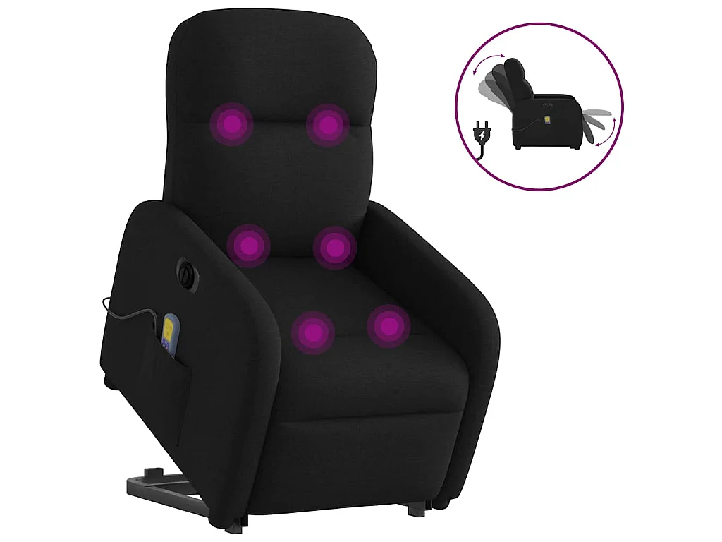 Sta-op-massagestoel elektrisch verstelbaar stof zwart