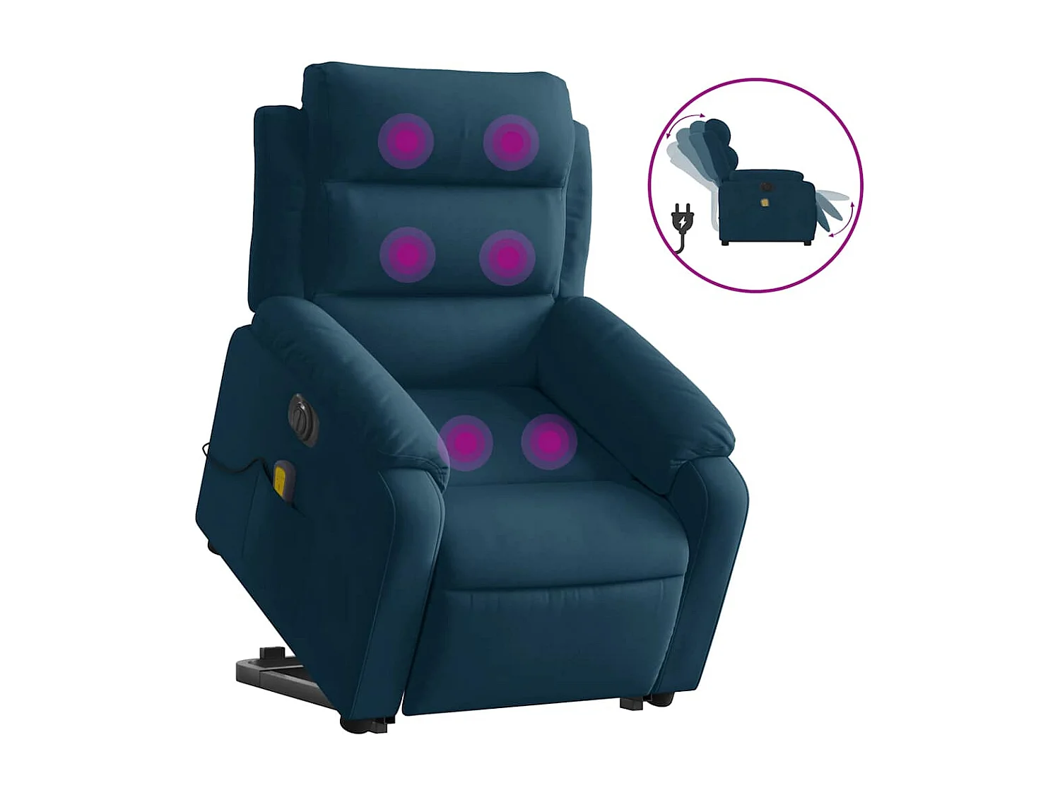 Fauteuil inclinable de massage électrique bleu velours