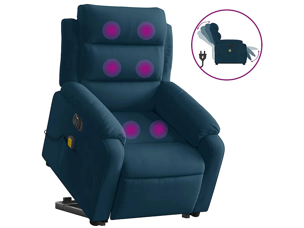 Fauteuil inclinable de massage électrique bleu velours