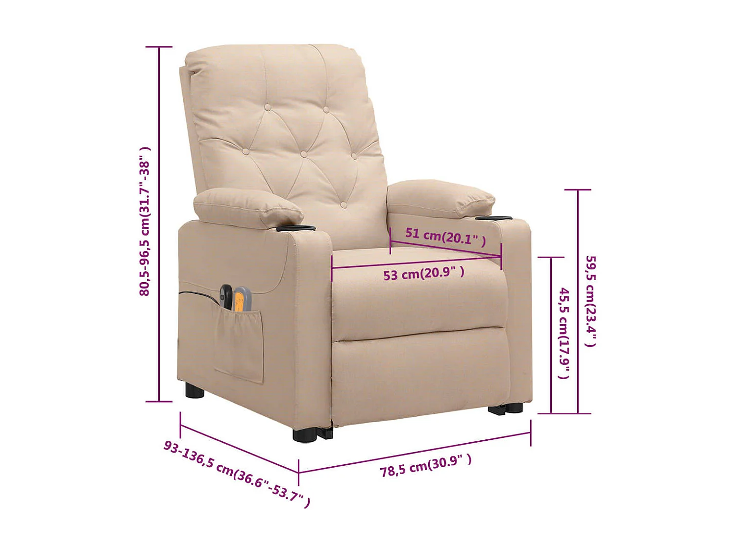 Fauteuil de massage Crème Tissu
