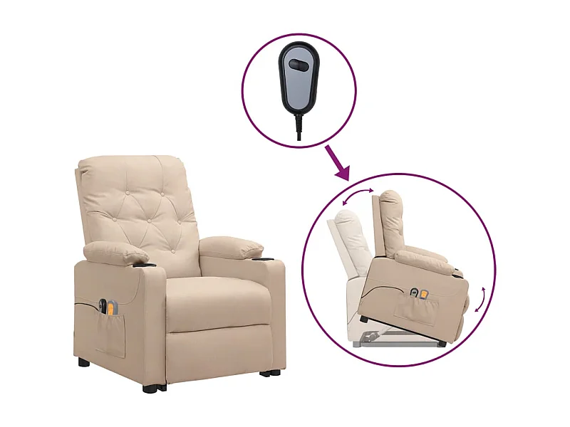 Poltrona de massagens tecido cor creme