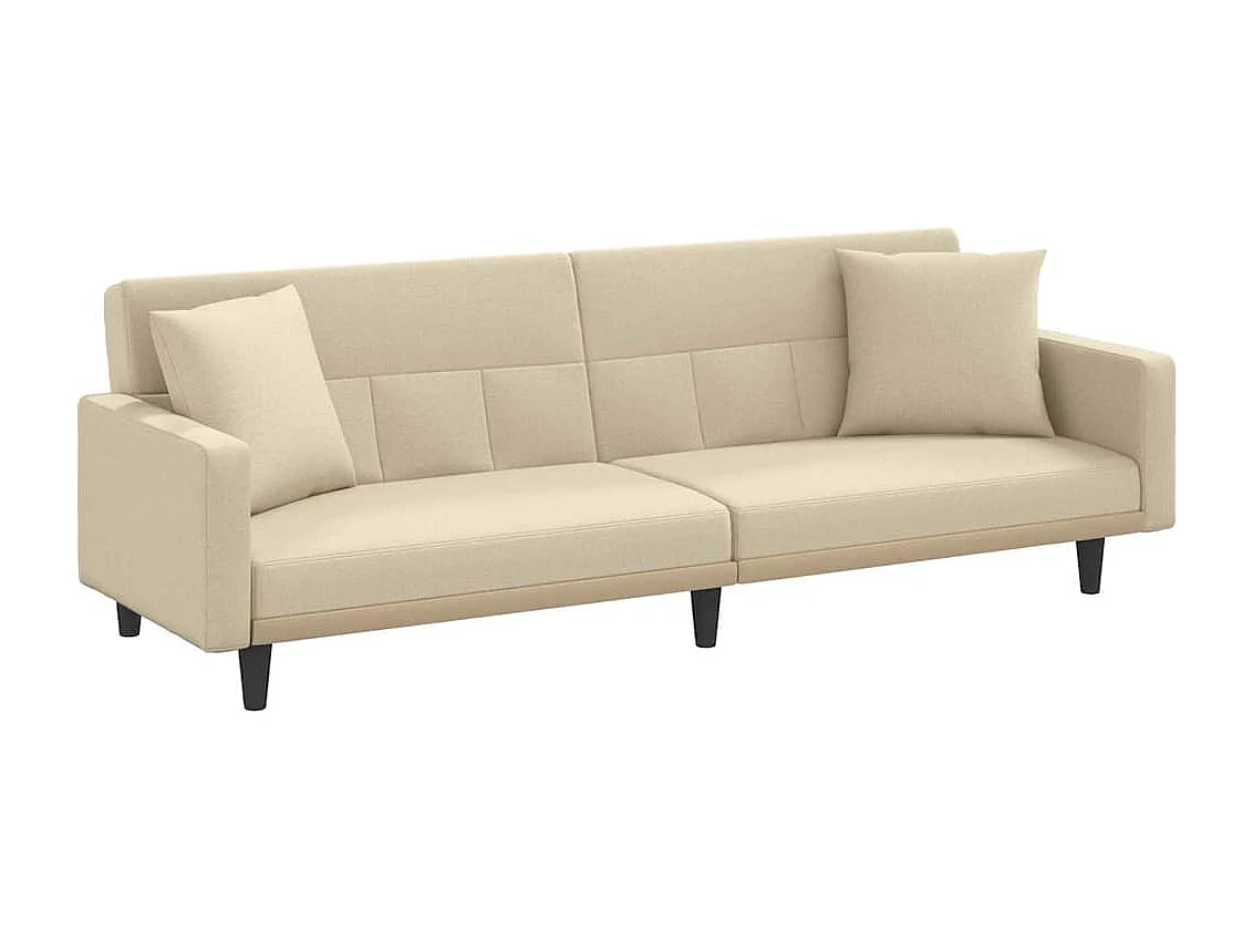 Canapé-lit avec coussins crème tissu
