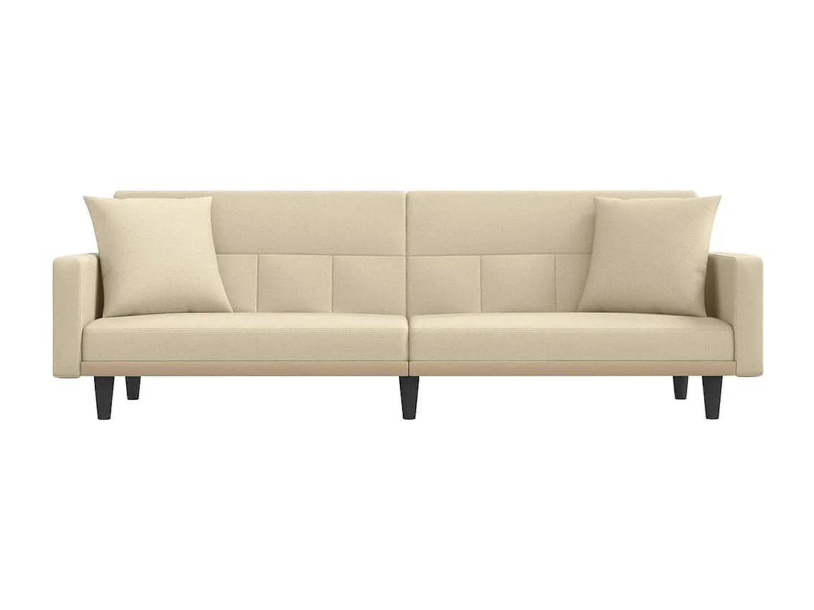 Canapé-lit avec coussins crème tissu