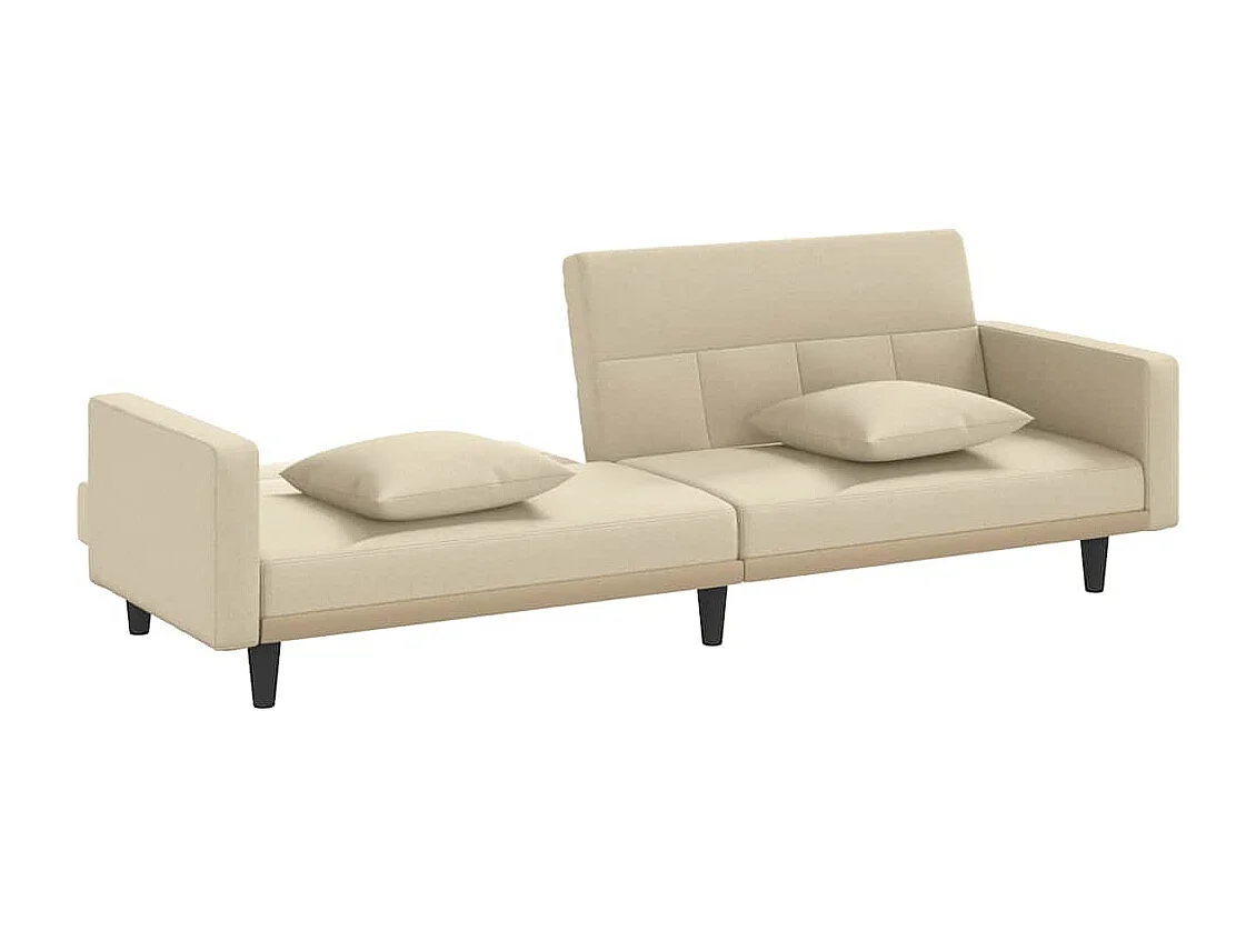 Canapé-lit avec coussins crème tissu