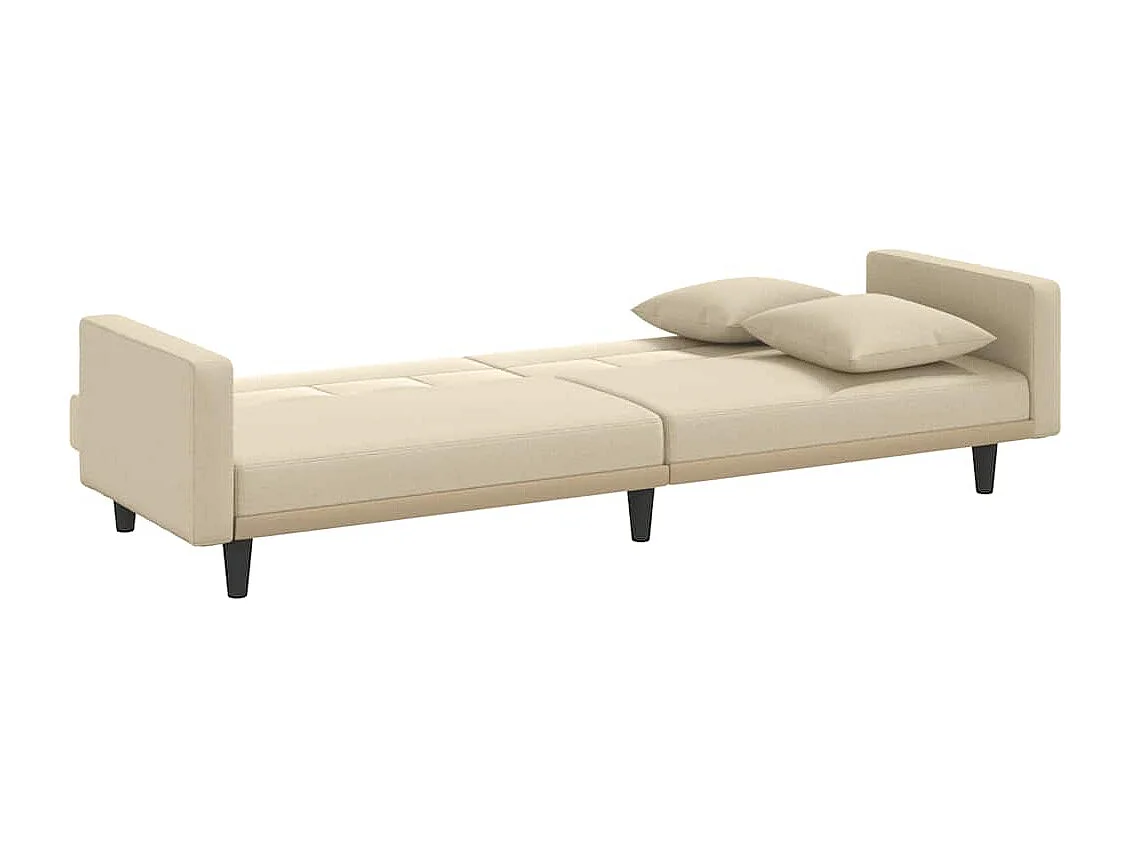 Canapé-lit avec coussins crème tissu