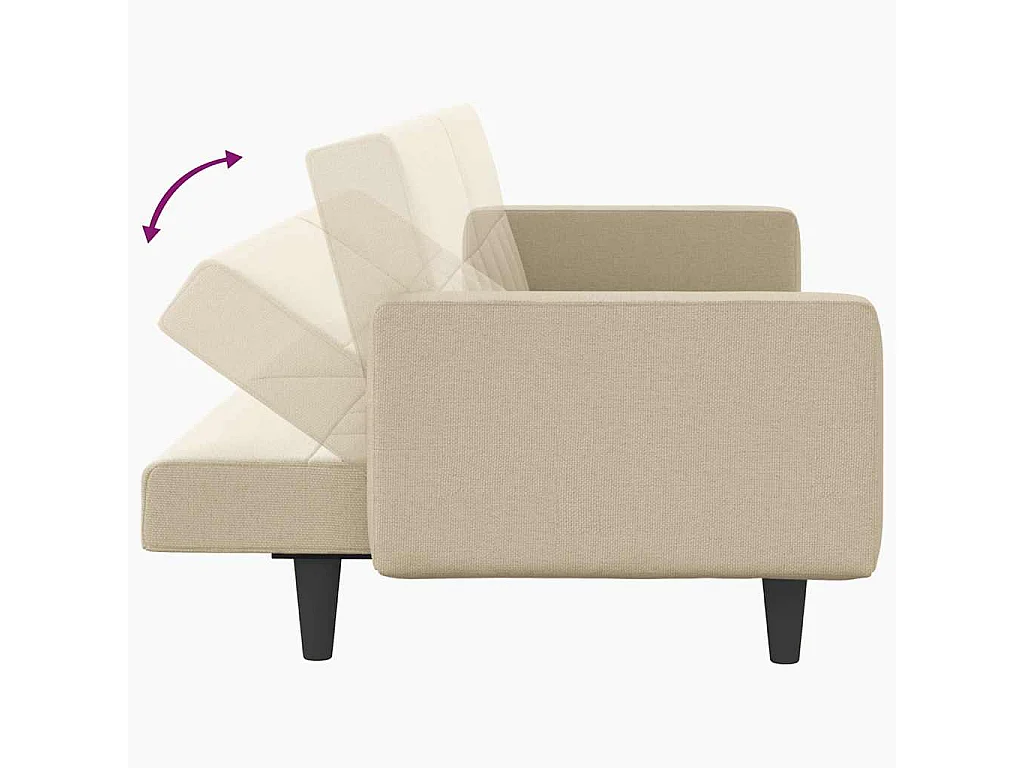 Canapé-lit avec coussins crème tissu