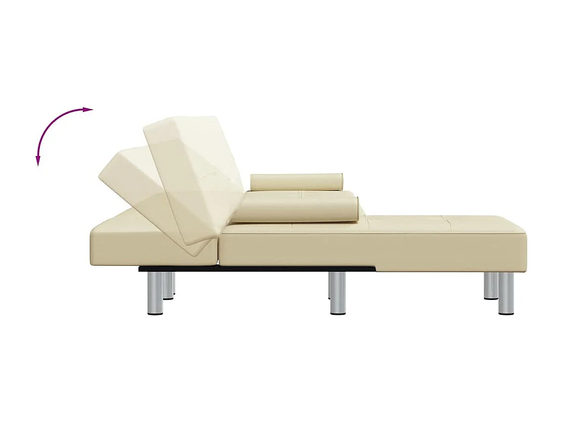 Sofá-cama em forma de L 255x140x70 cm couro artificial creme