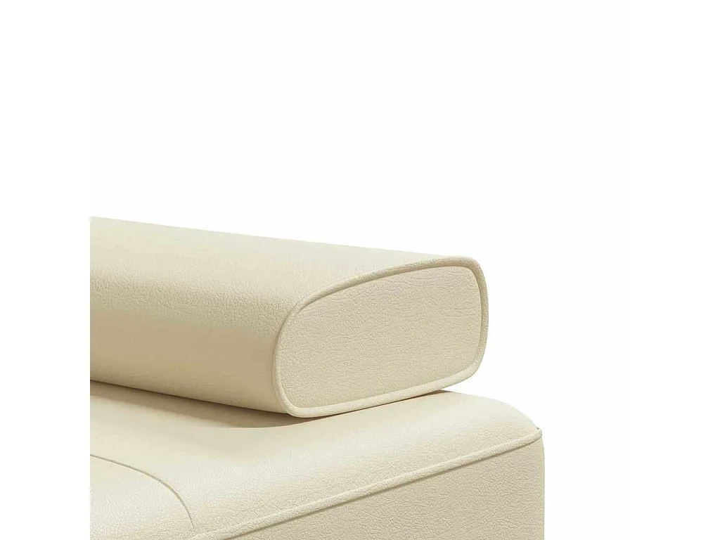 Sofá-cama em forma de L 255x140x70 cm couro artificial creme