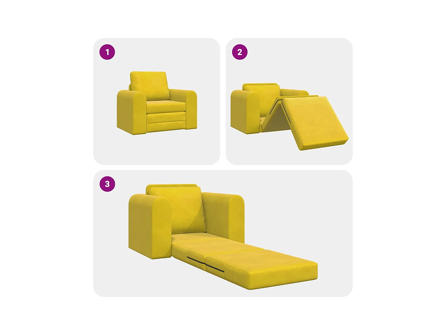 Canapé-Lit Jaune 98 x 71 x 83 cm Velours