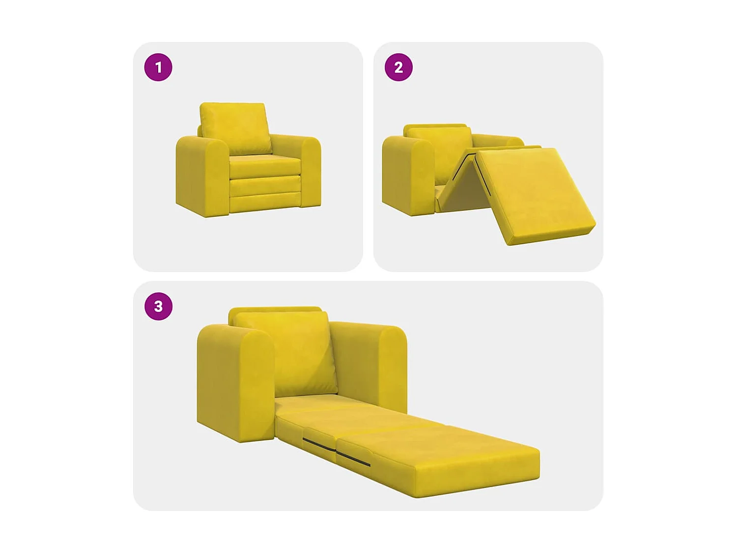 Canapé-Lit Jaune 98 x 71 x 83 cm Velours