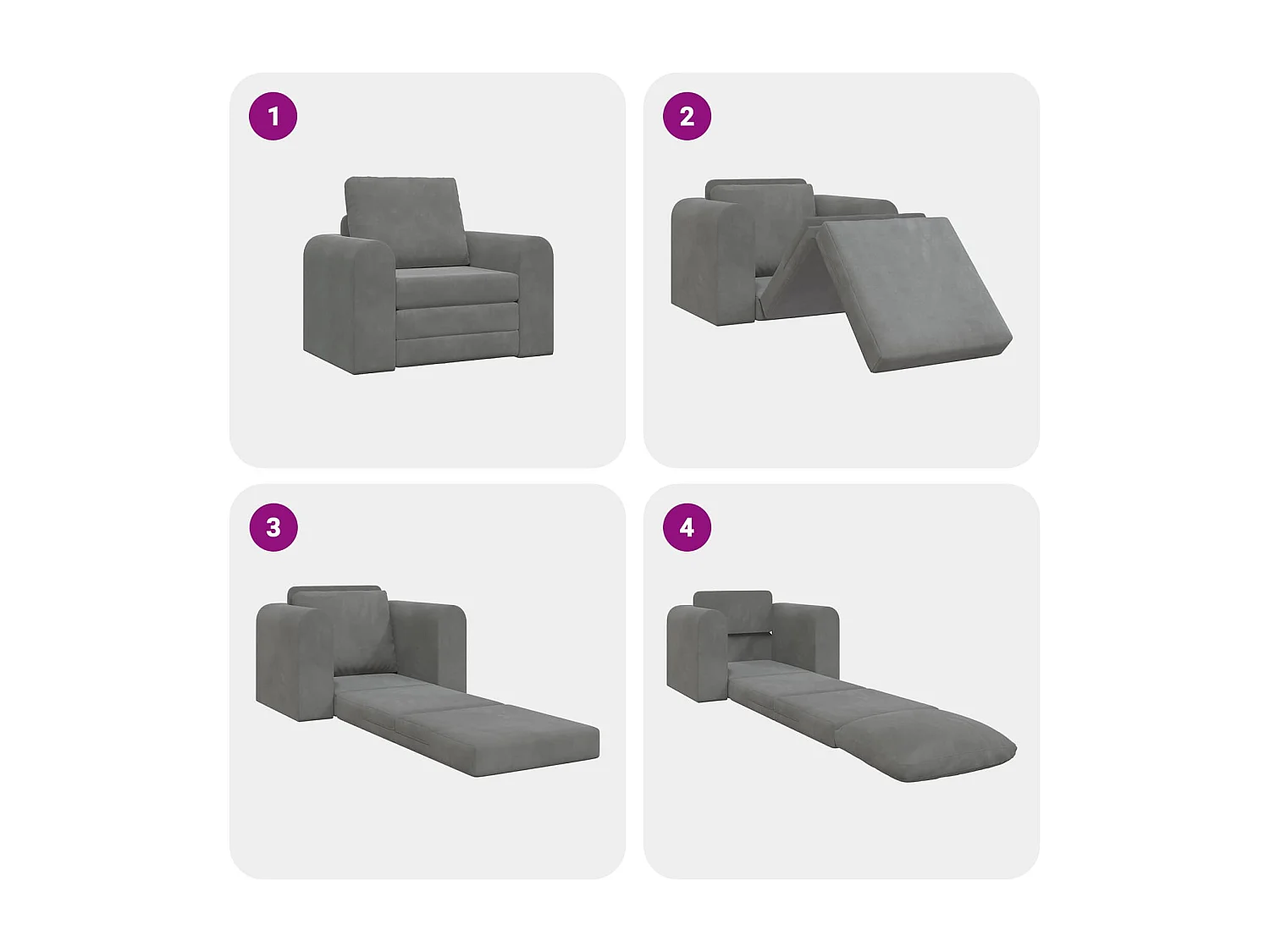 Canapé-Lit Gris foncé 98 x 71 x 83 cm Velours