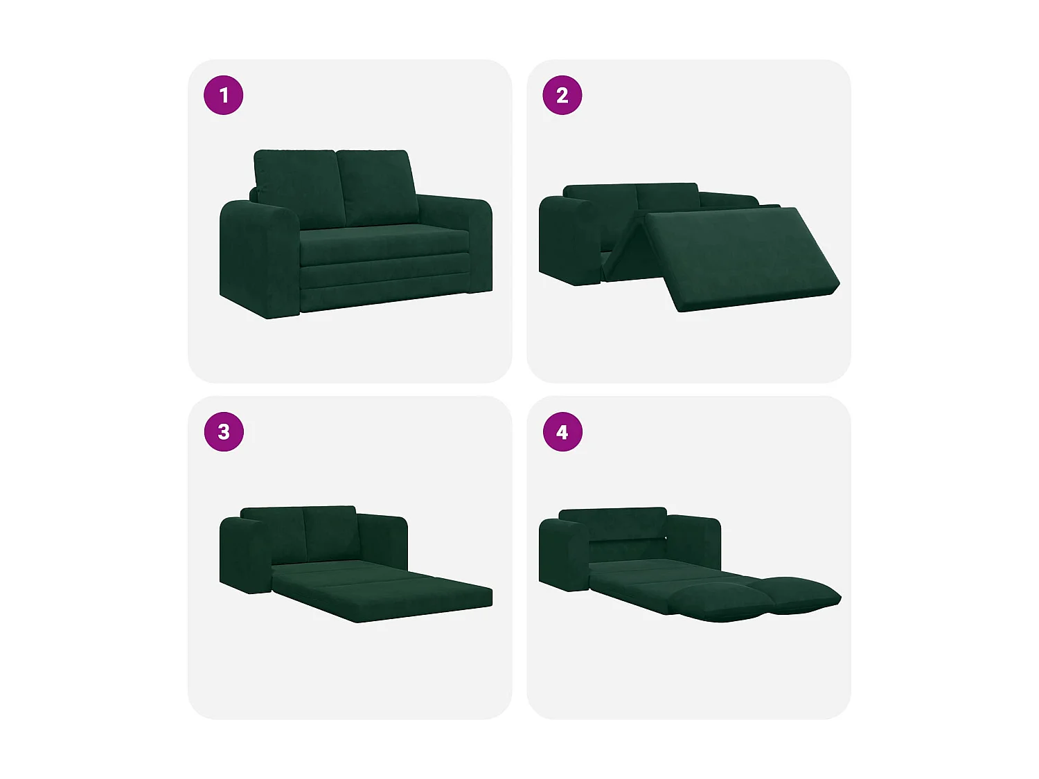 Canapé-Lit 60cm Vert foncé Velours