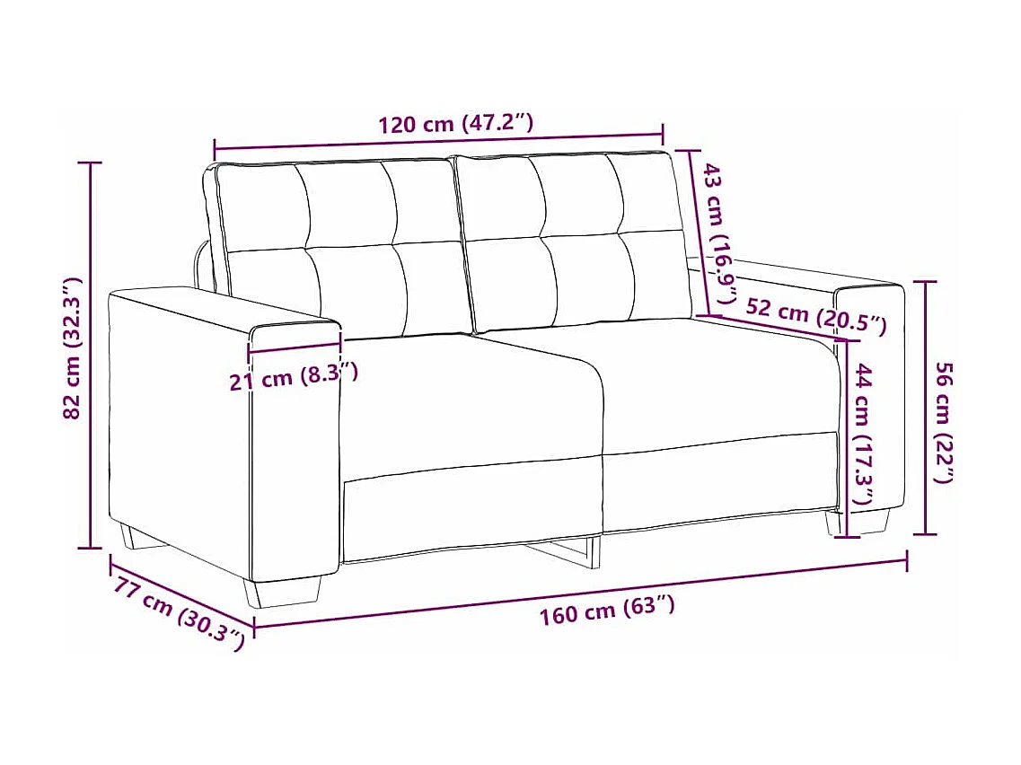 Canapé deux places avec coussin Vert foncé Velours