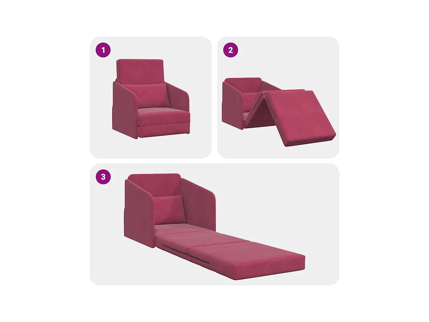 Canapé-Lit Bordeaux 65 x 80 x 83 cm Velours