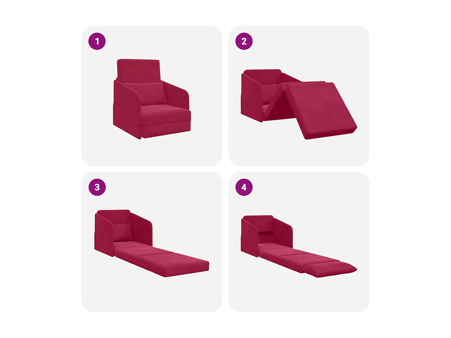 Schlafsofa Weinrot 65 x 80 x 83 cm Samt