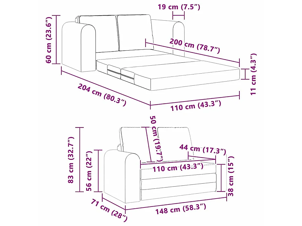Slaapbank Zwart 148 x 71 x 83 cm Fluweel