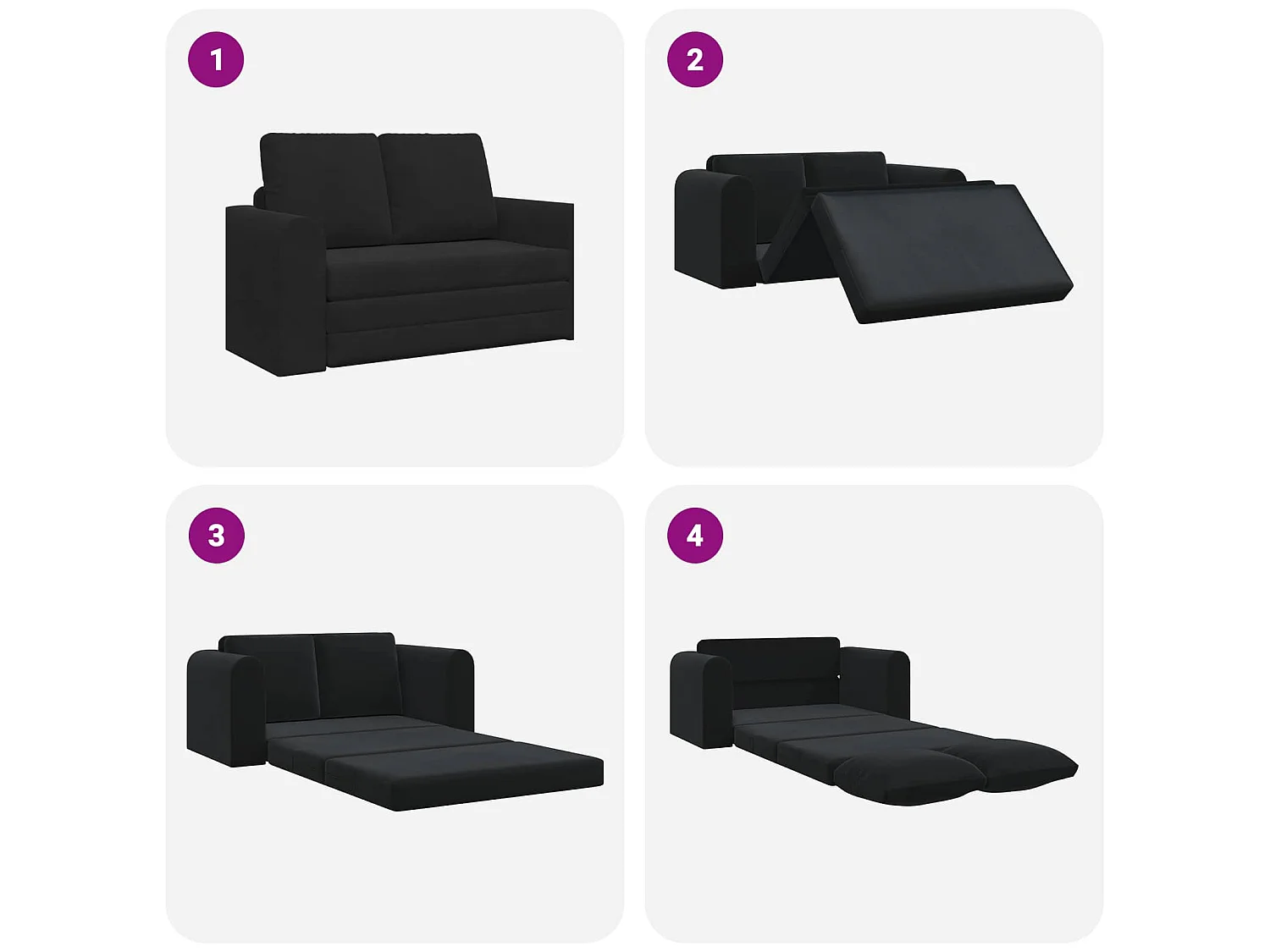 Slaapbank Zwart 148 x 71 x 83 cm Fluweel