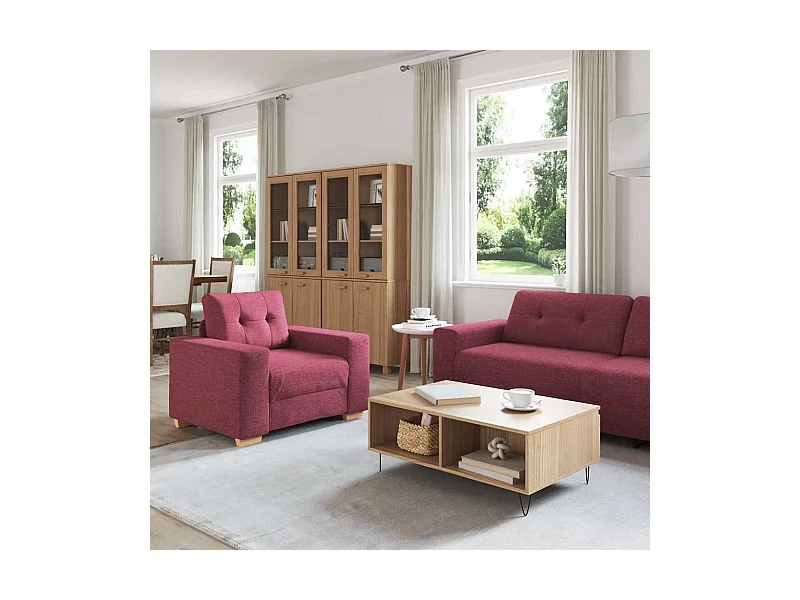 Ensemble de Canapés avec coussin avec oreiller Bordeaux tissu