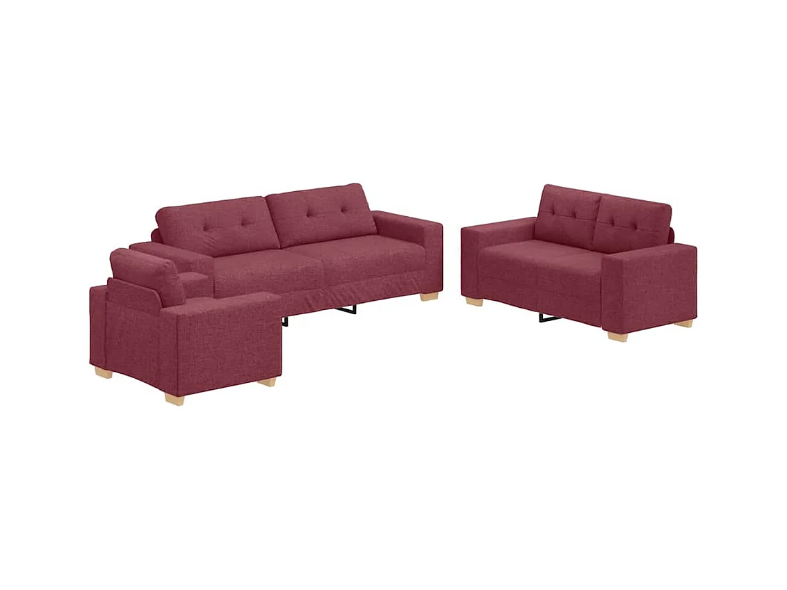 Ensemble de Canapés avec coussin avec oreiller Bordeaux tissu
