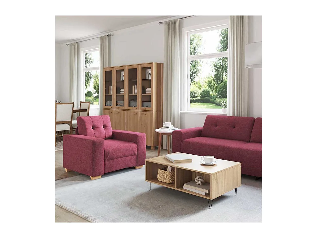 Ensemble de Canapés avec coussin 3 pcs Bordeaux tissu