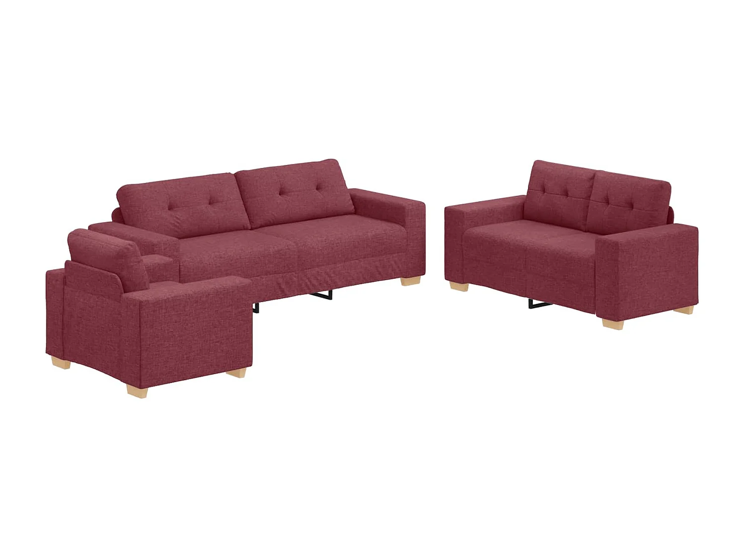 Canapé 3 pcs Rouge Vent 221 x 80 x 80 cm Tissu en lin mélangé