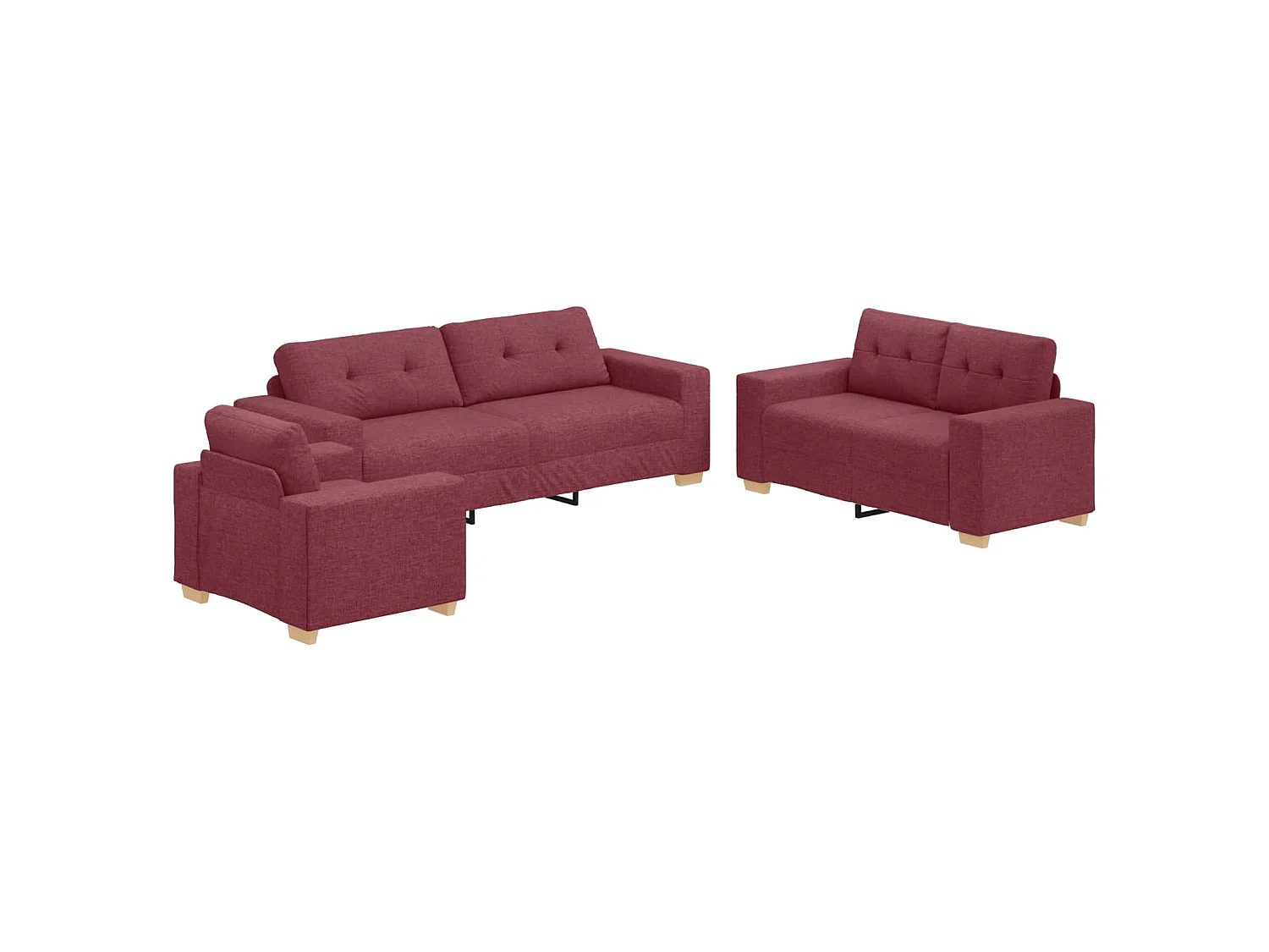 Canapé 3 pcs Rouge Vent 221 x 80 x 80 cm Tissu en lin mélangé