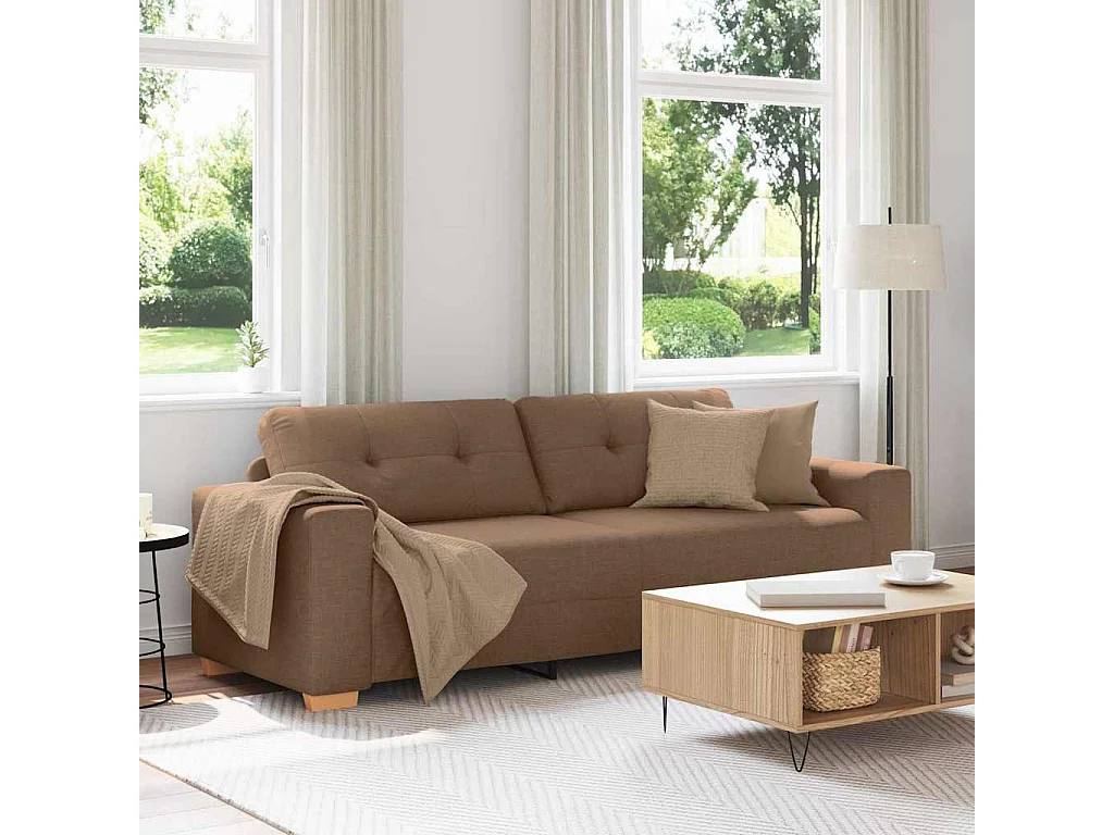 3-Seater Sofa Brown 180 cm Fabric - Untranslated