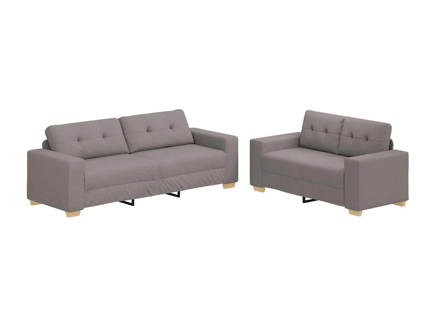 Sofá 2 pcs Cinzento-acastanhado Tecido de mistura de linho