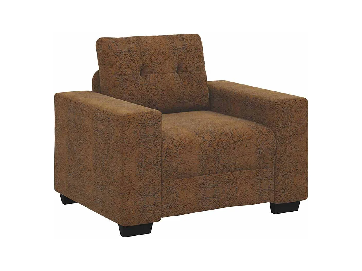 Fauteuil avec coussin Marron Faux cuir et bois