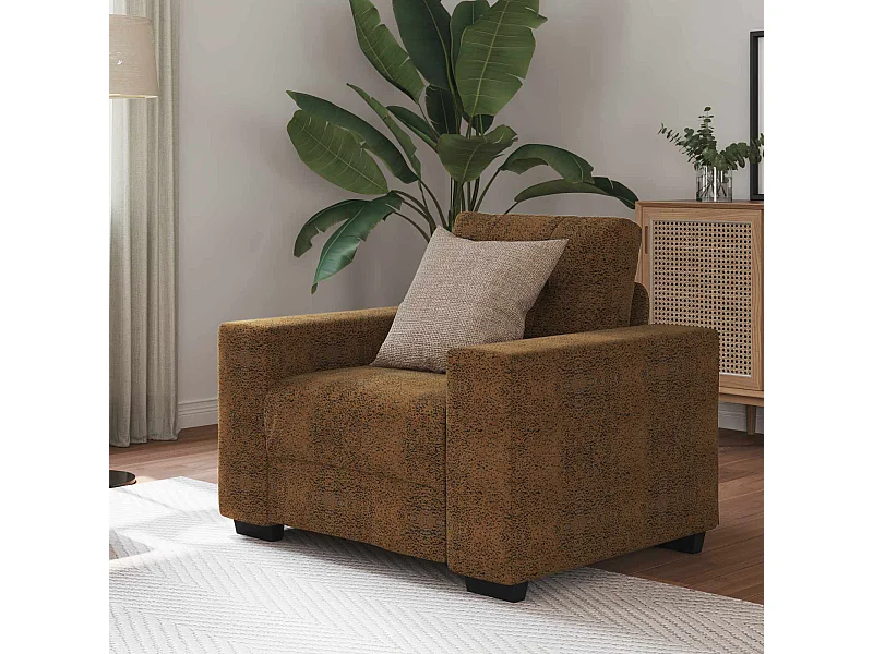 | Sofa-Sessel | mit Kissen Braun Kunstleder und Holz