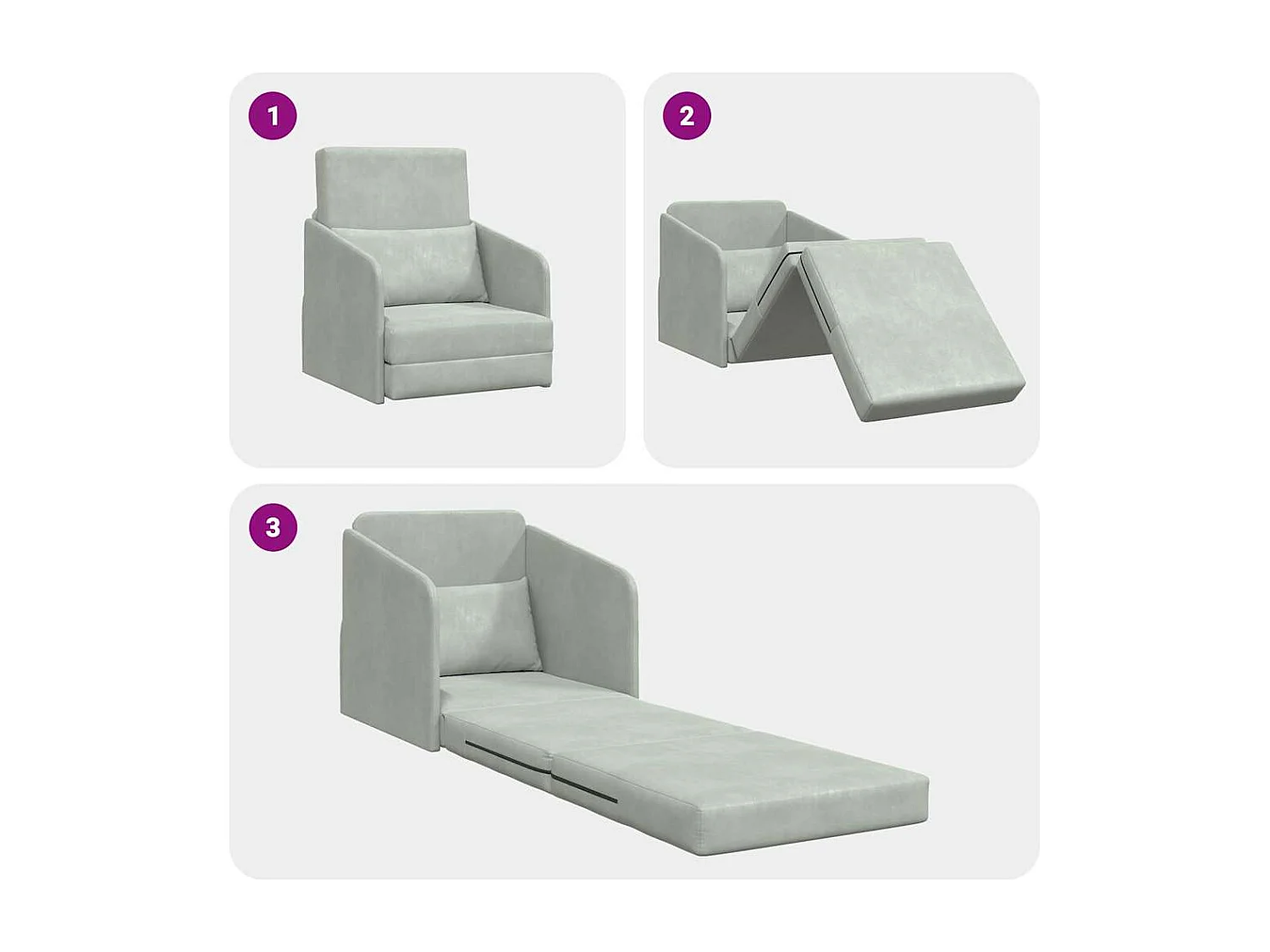 Schlafsofa Hellgrau 65 x 80 x 83 cm Samt