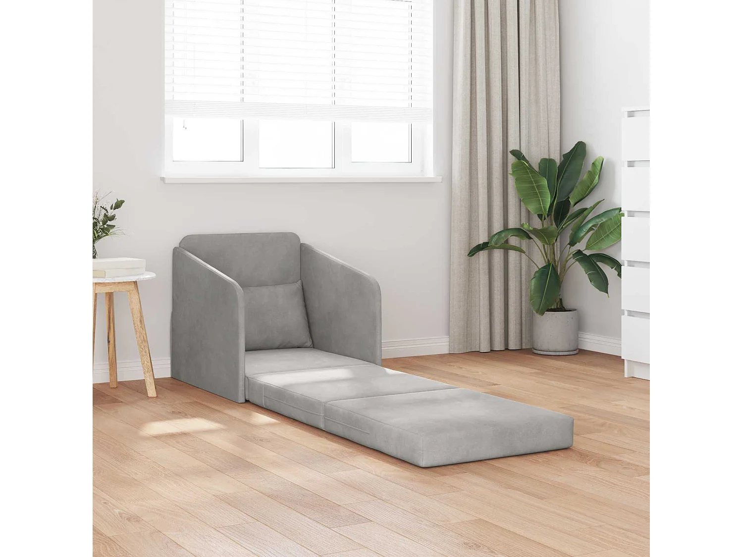 Schlafsofa Hellgrau 65 x 80 x 83 cm Samt