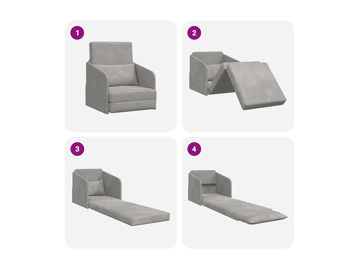 Schlafsofa Hellgrau 65 x 80 x 83 cm Samt