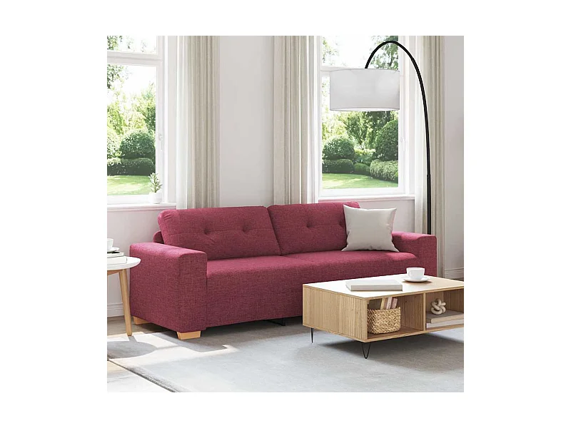 Sofa 3 places avec coussin Rouge bordeaux tissu