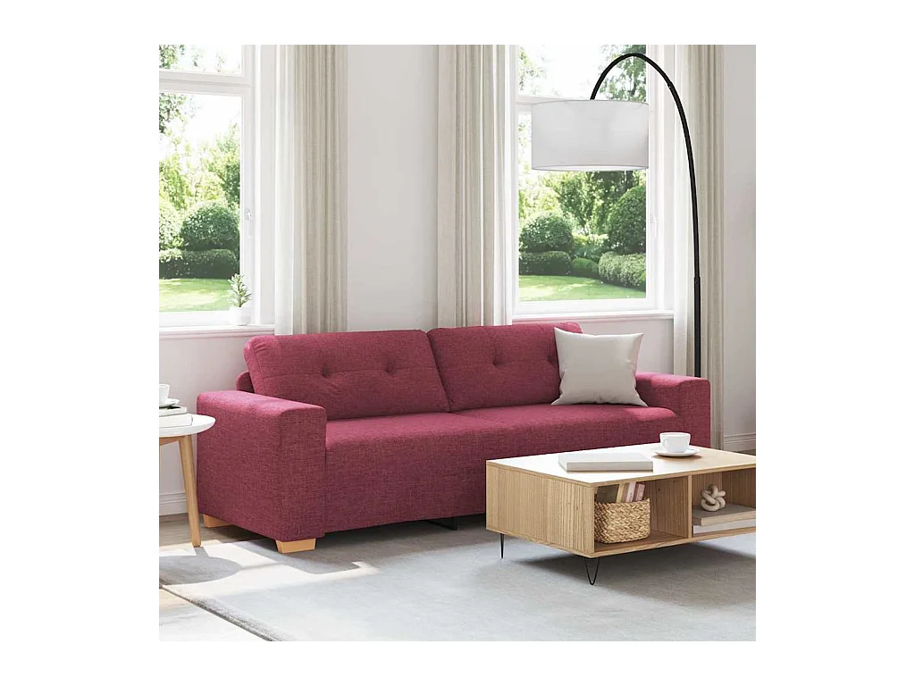 Sofa 3 places avec coussin Rouge bordeaux tissu