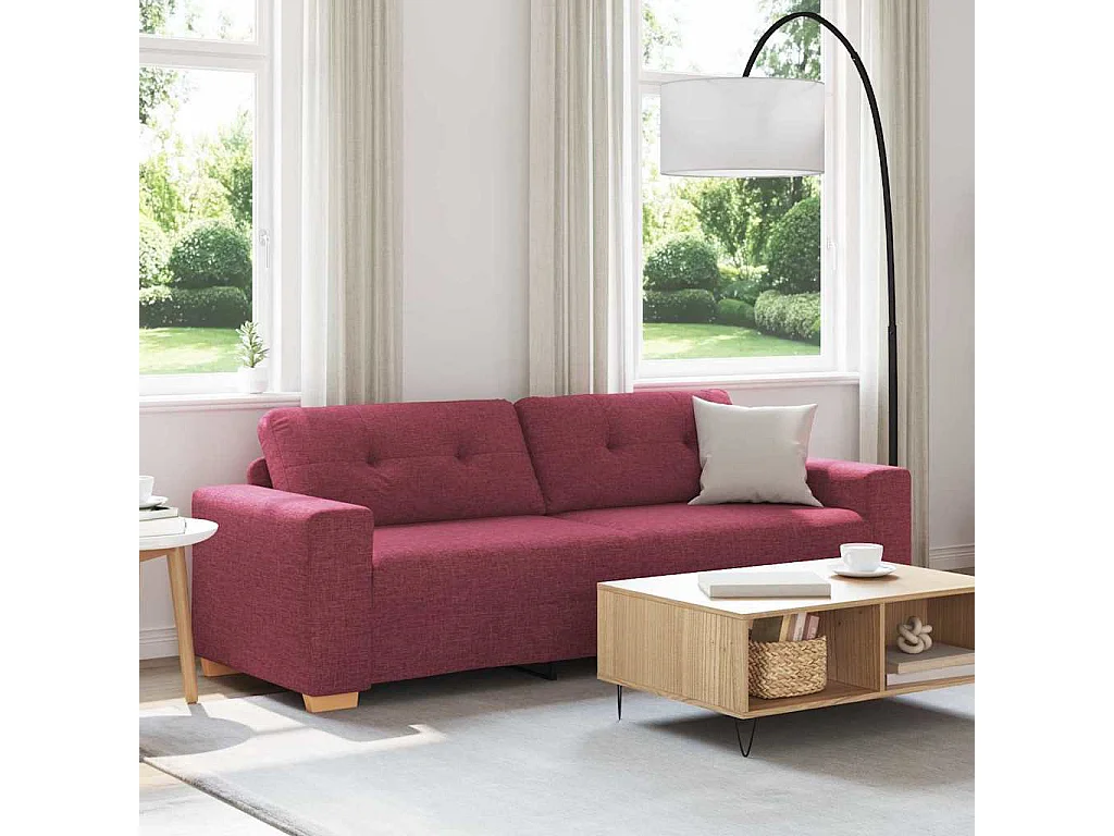 | Sofá de 3 plazas | con cojín Rojo vino tinto tela