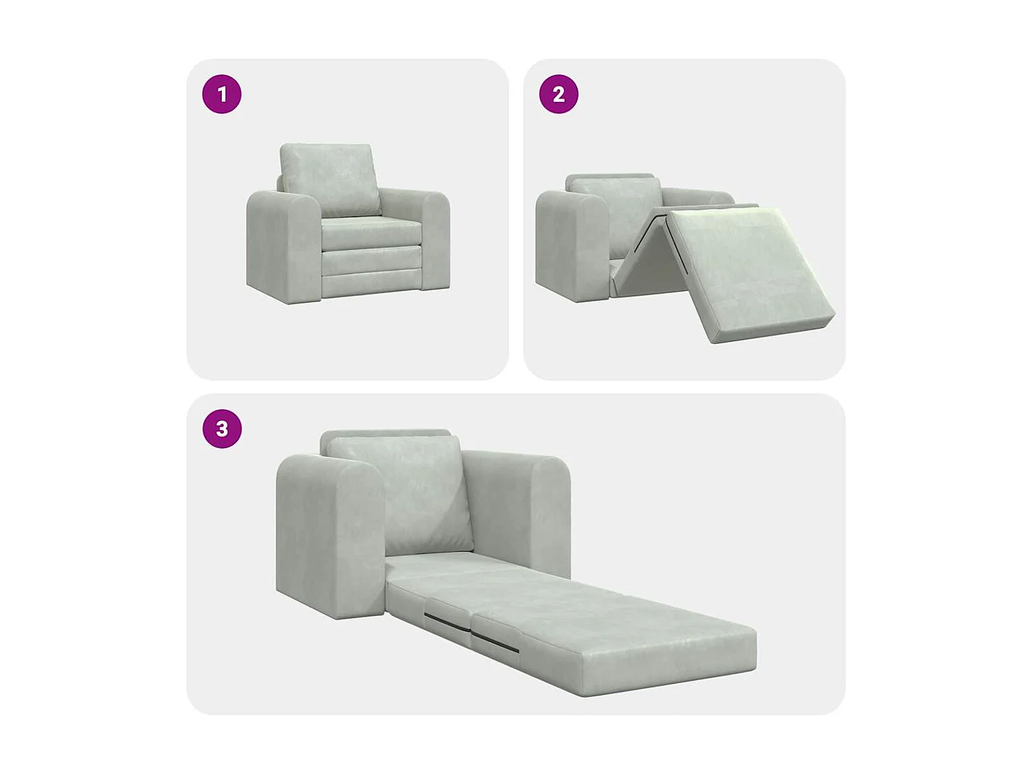 Canapé-Lit Gris clair 98 x 71 x 83 cm Velours