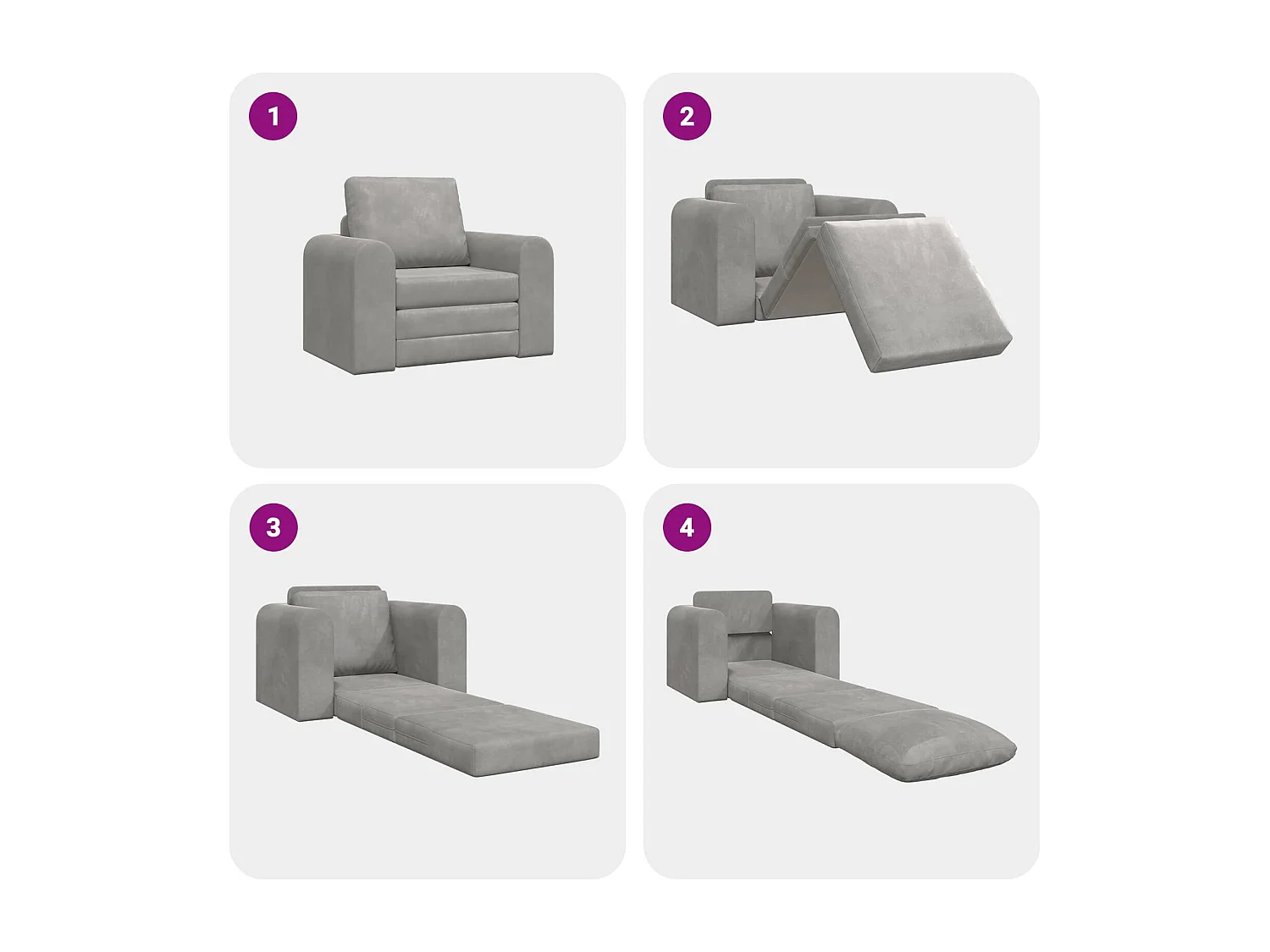 Canapé-Lit Gris clair 98 x 71 x 83 cm Velours