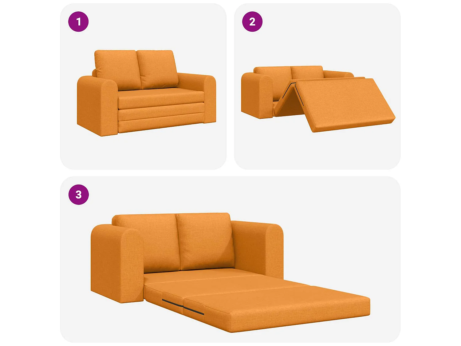 Divano letto 60cm Giallo Scuro Tessuto