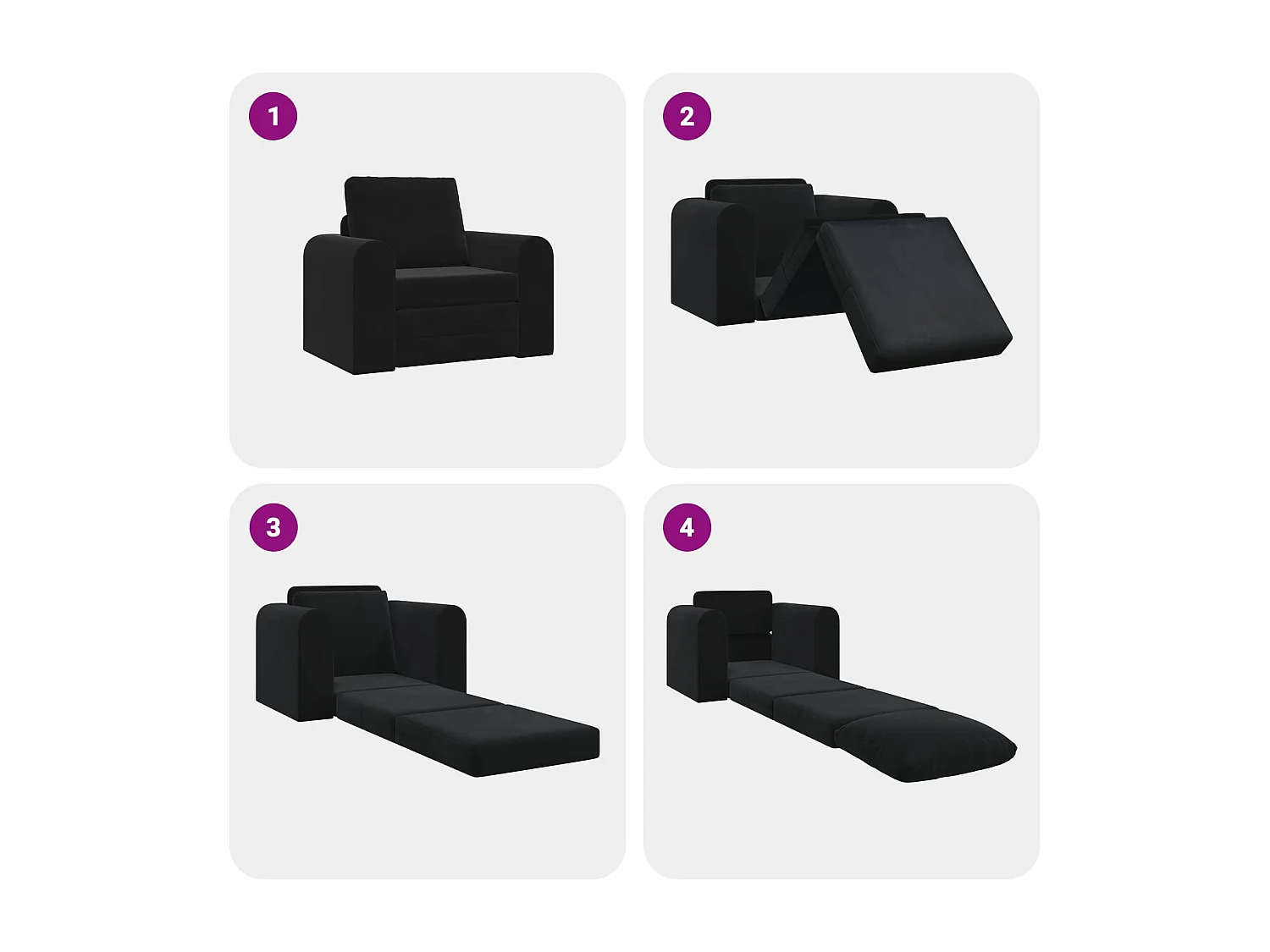 Canapé-Lit Noir 98 x 71 x 83 cm Velours