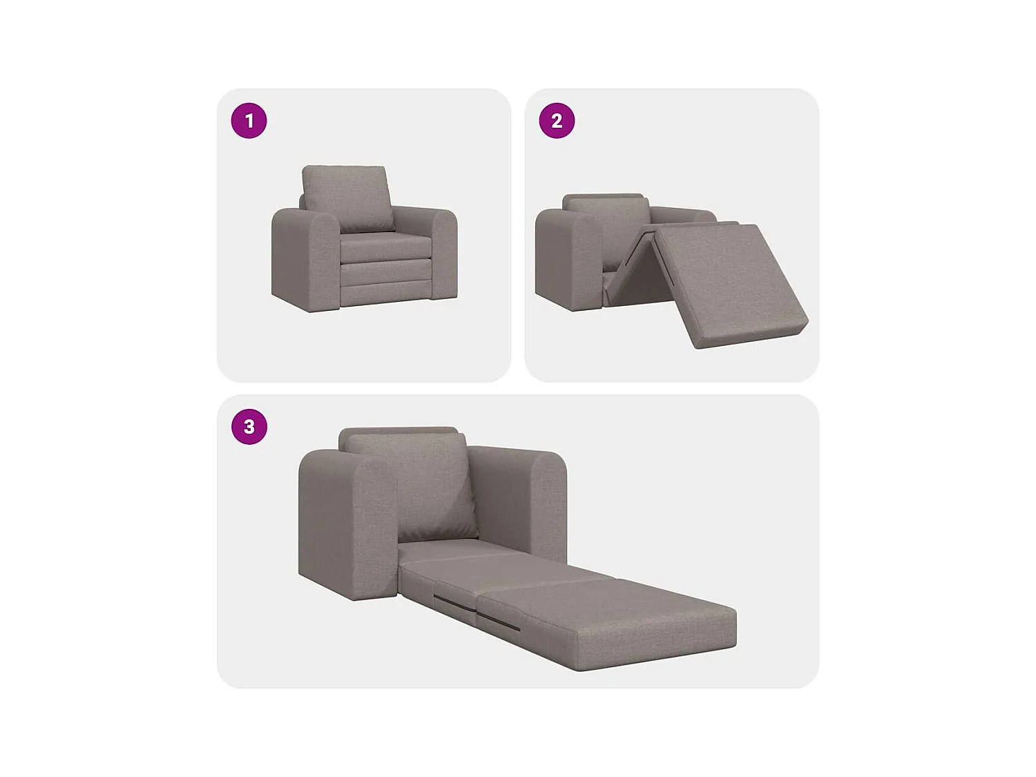 Canapé-Lit Taupe 98 x 71 x 83 cm tissu