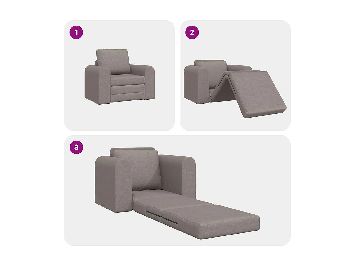 Canapé-Lit Taupe 98 x 71 x 83 cm tissu