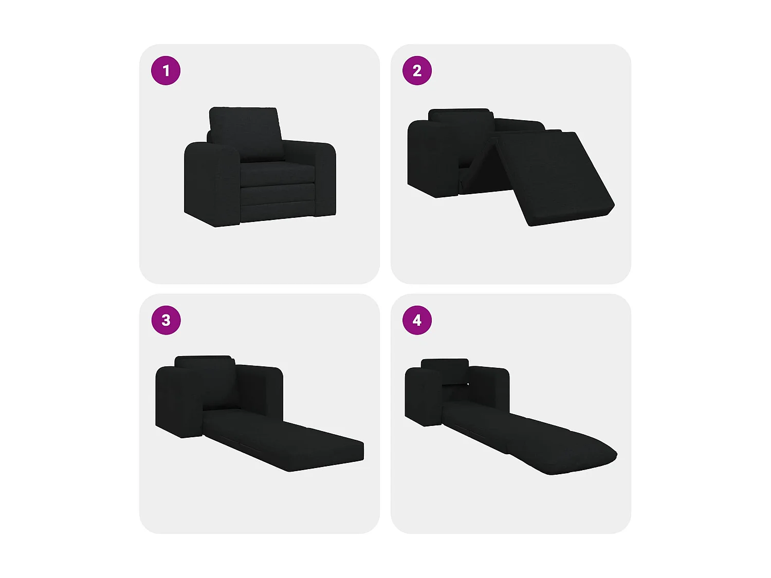 Canapé-Lit Noir 98 x 71 x 83 cm tissu