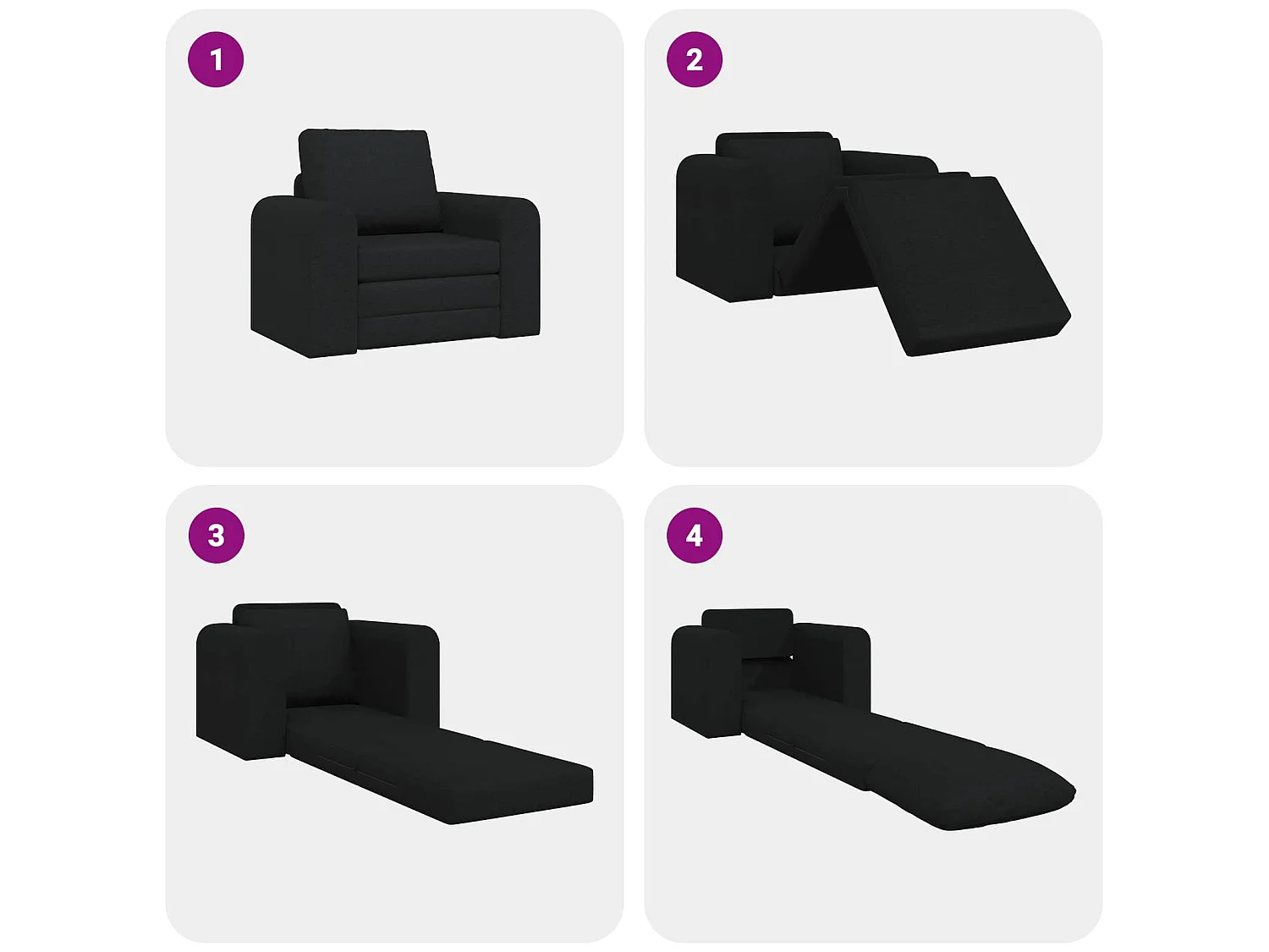 Schlafsofa Schwarz 98 x 71 x 83 cm Stoff