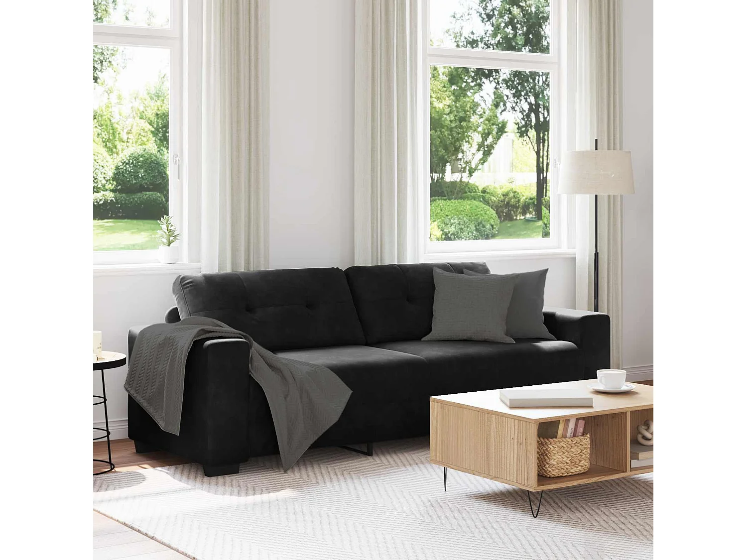 | Sofa Set | mit Kissen mit Kissen Grau Stoff