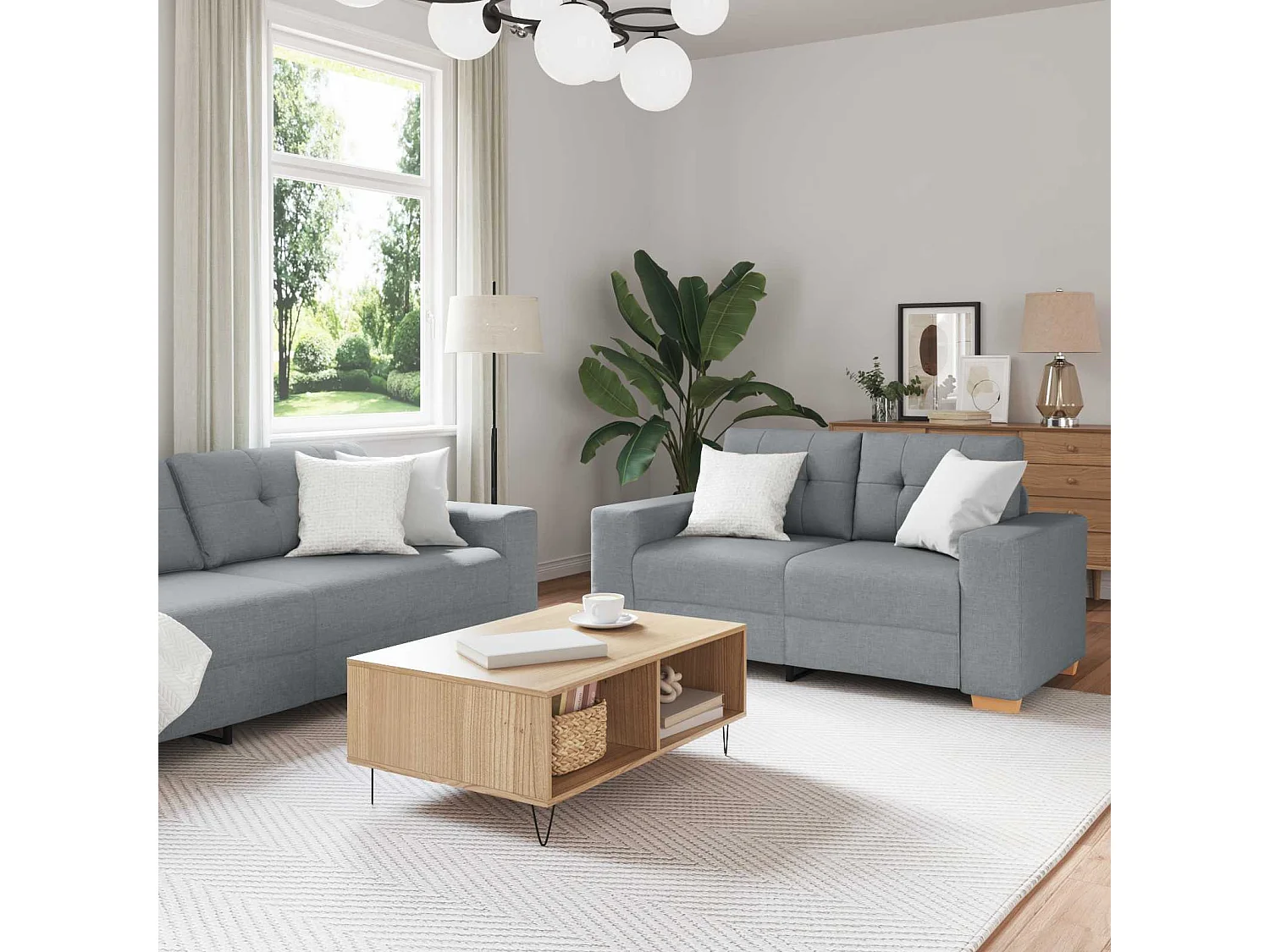 | Bankstel | met kussen met kussen Grijs Stof