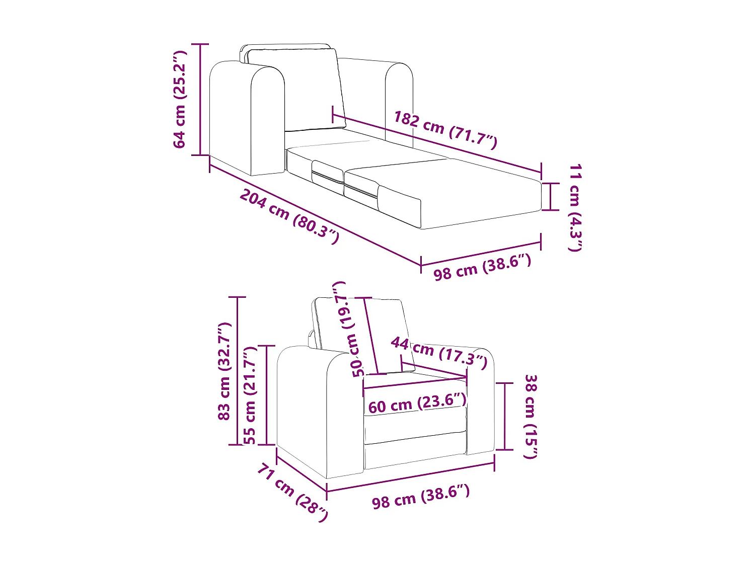Schlafsofa Dunkelgelb 98 x 71 x 83 cm Stoff
